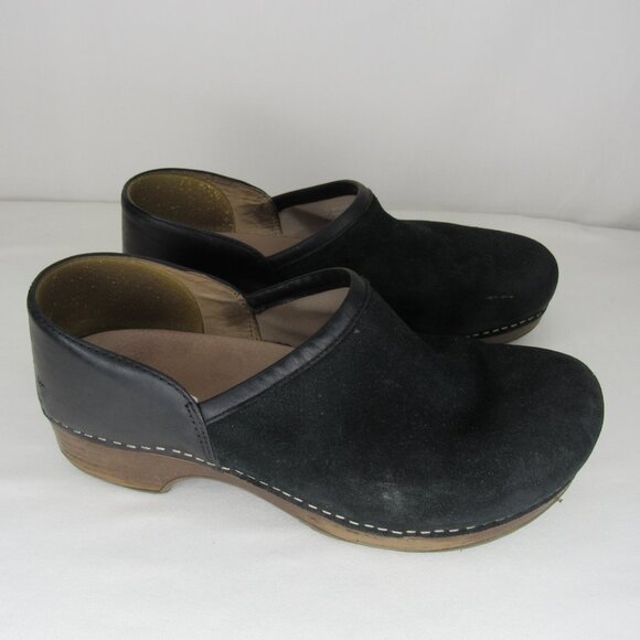 Dansko Black Brushed Suede Clogs Women's 38 8 - Picture 5 of 9